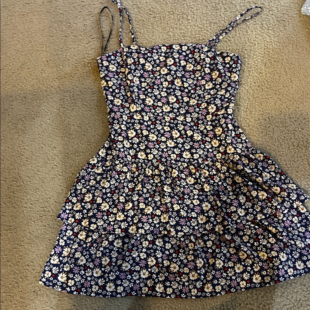 Forever 21 Kids Floral Dress - Navy and Cream